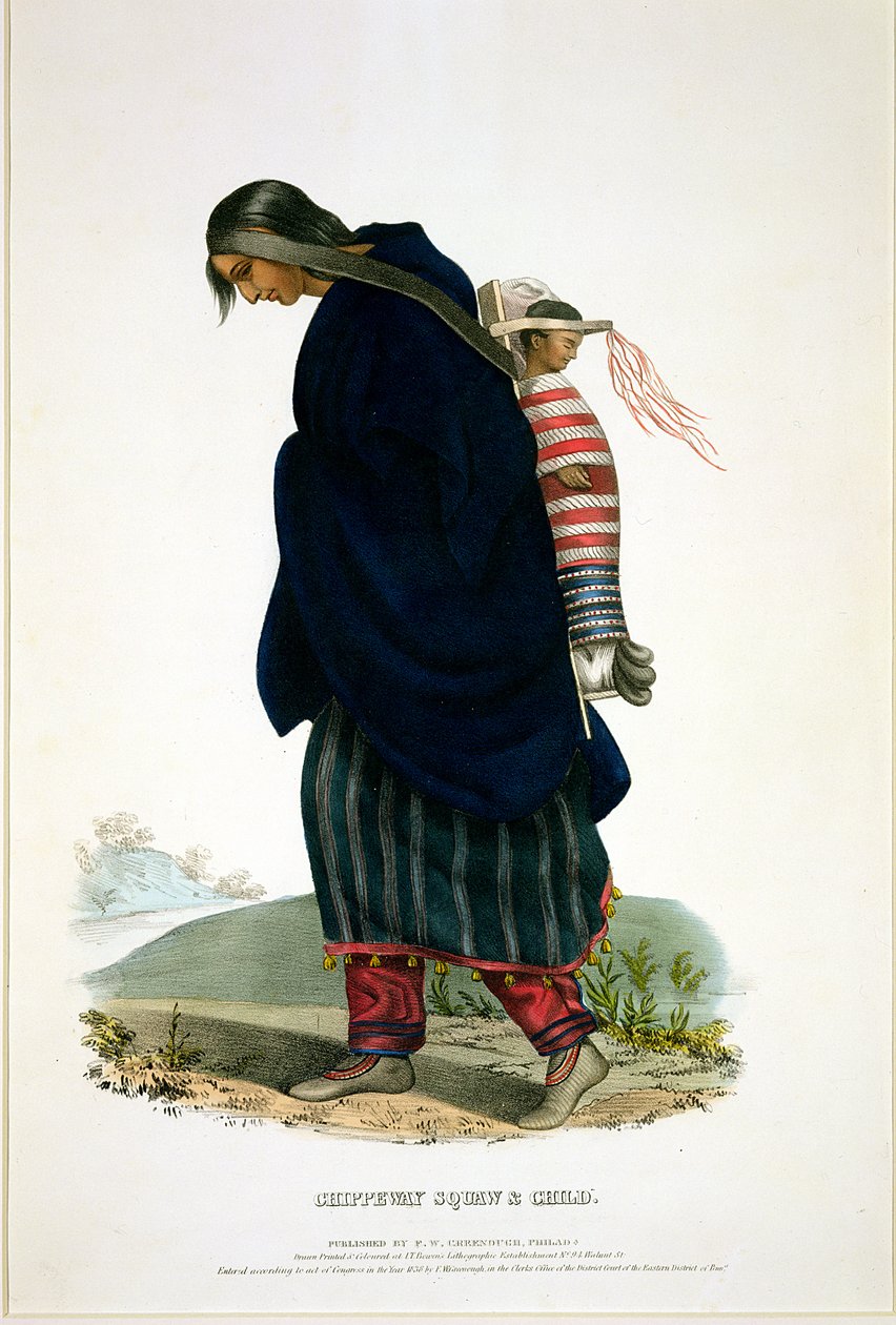 Chippeway Squaw and Child, wyd. przez F.O.W. Greenough, 1838 autorstwa John T. Bowen