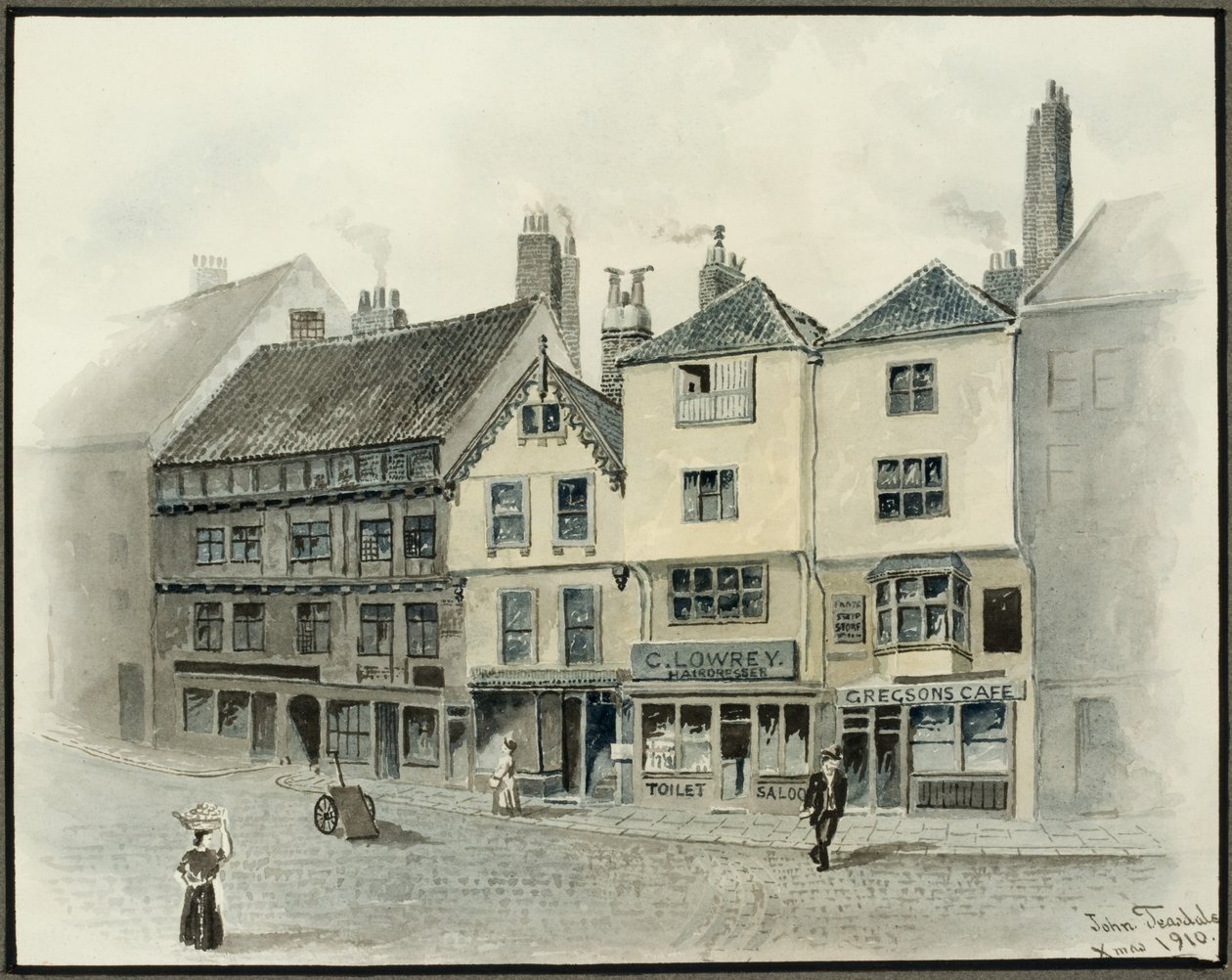 The Side, Newcastle upon Tyne, 1910 (ołówek i akwarela na papierze (na kartonie)) autorstwa John Teasdale
