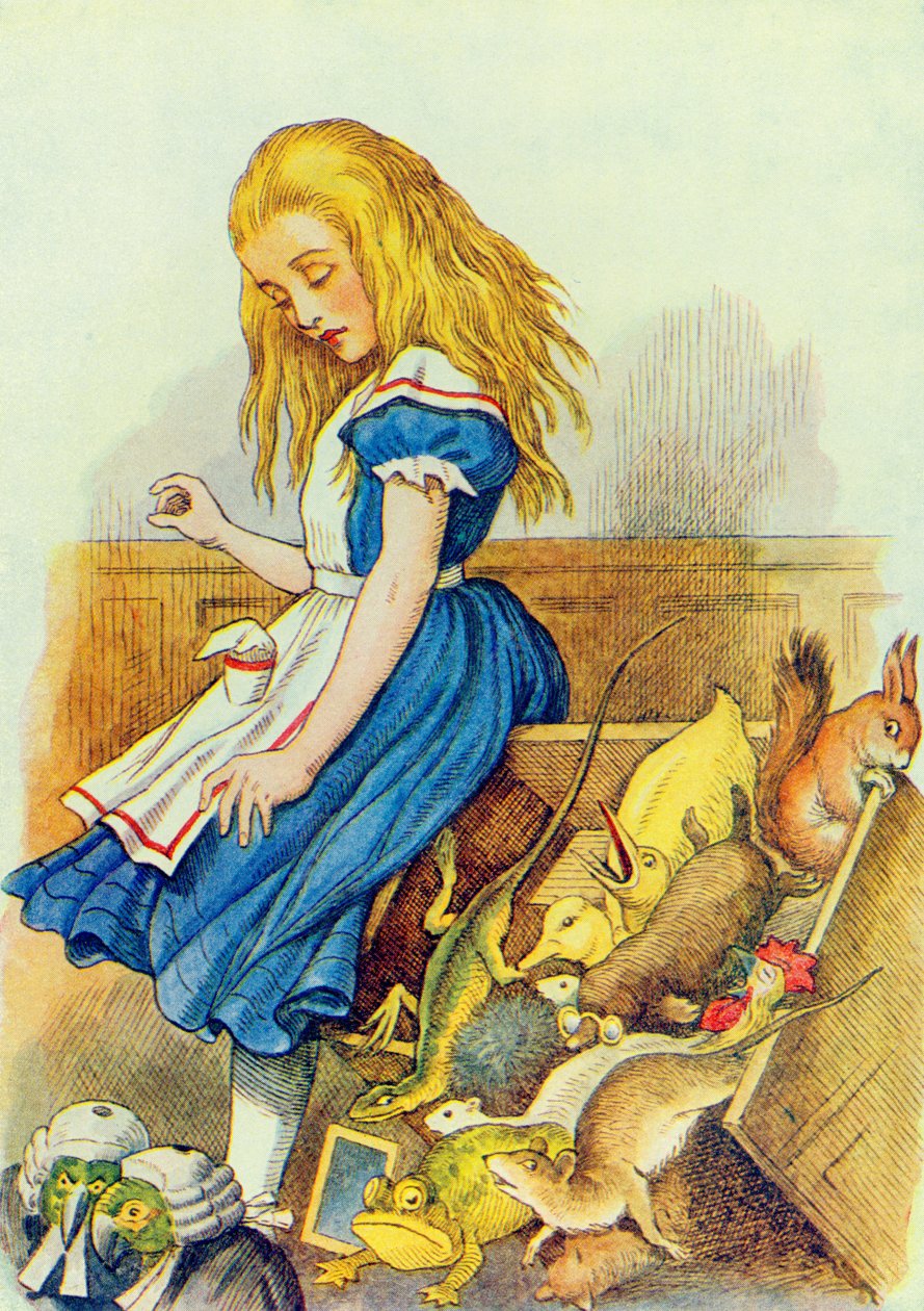 Alicja zdenerwowała ławę przysięgłych, ilustracja z „Alicji w krainie czarów” Lewisa Carrolla (1832-9) autorstwa John Tenniel