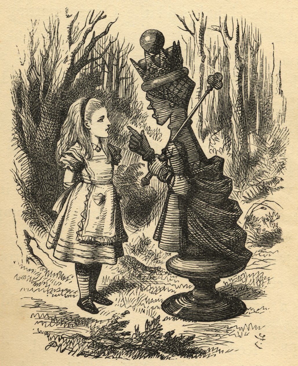 Alicja i Czerwona Królowa, ilustracja z „Po drugiej stronie lustra” Lewisa Carrolla (1832-98) opublikowana po raz pierwszy w 1871 r. autorstwa John Tenniel