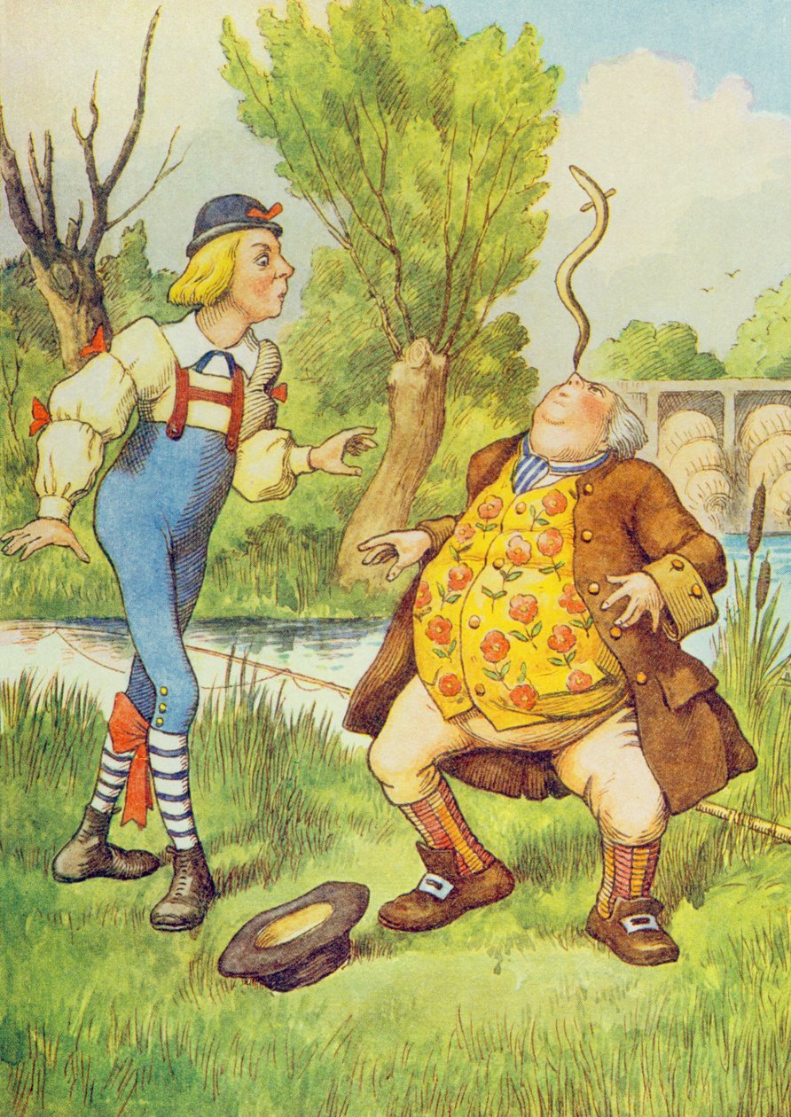 Ojciec William balansujący węgorzem na nosie, ilustracja z „Alicji w krainie czarów” Lewisa Carrolla (1832-9) autorstwa John Tenniel