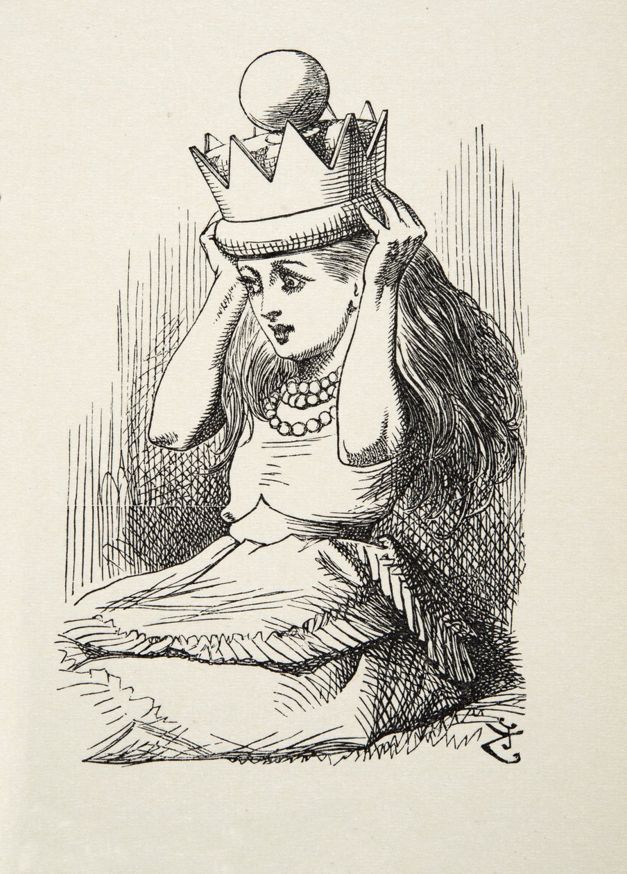 Królowa Alicja, ilustracja z „Po drugiej stronie lustra” Lewisa Carrolla (1832 - 98), 1872 autorstwa John Tenniel