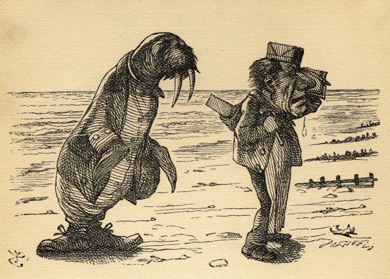 Mors i cieśla, ilustracja z „Po drugiej stronie lustra” Lewisa Carrolla (1832-98) opublikowana po raz pierwszy w 1871 r. autorstwa John Tenniel