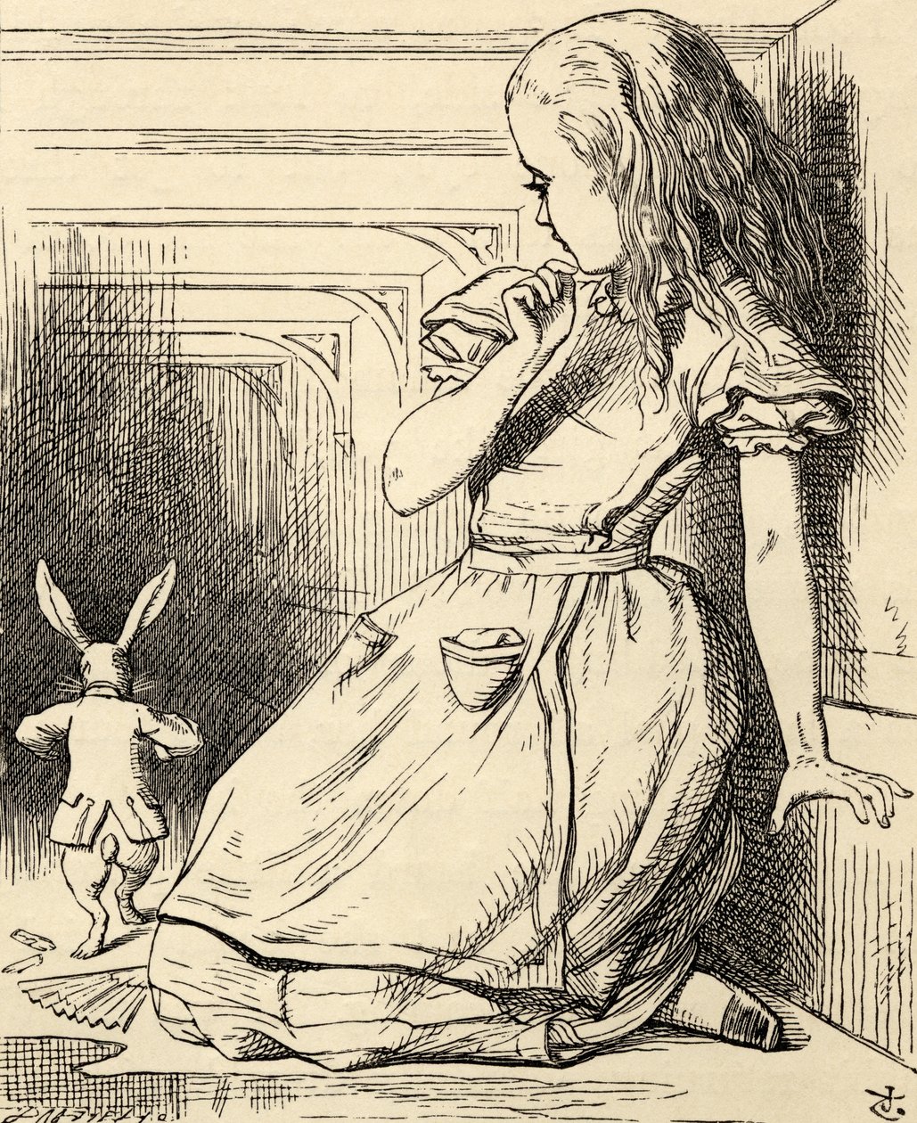 Biały królik jest spóźniony, z „Alicji w krainie czarów” Lewisa Carrolla, opublikowanej w 1891 roku autorstwa John Tenniel