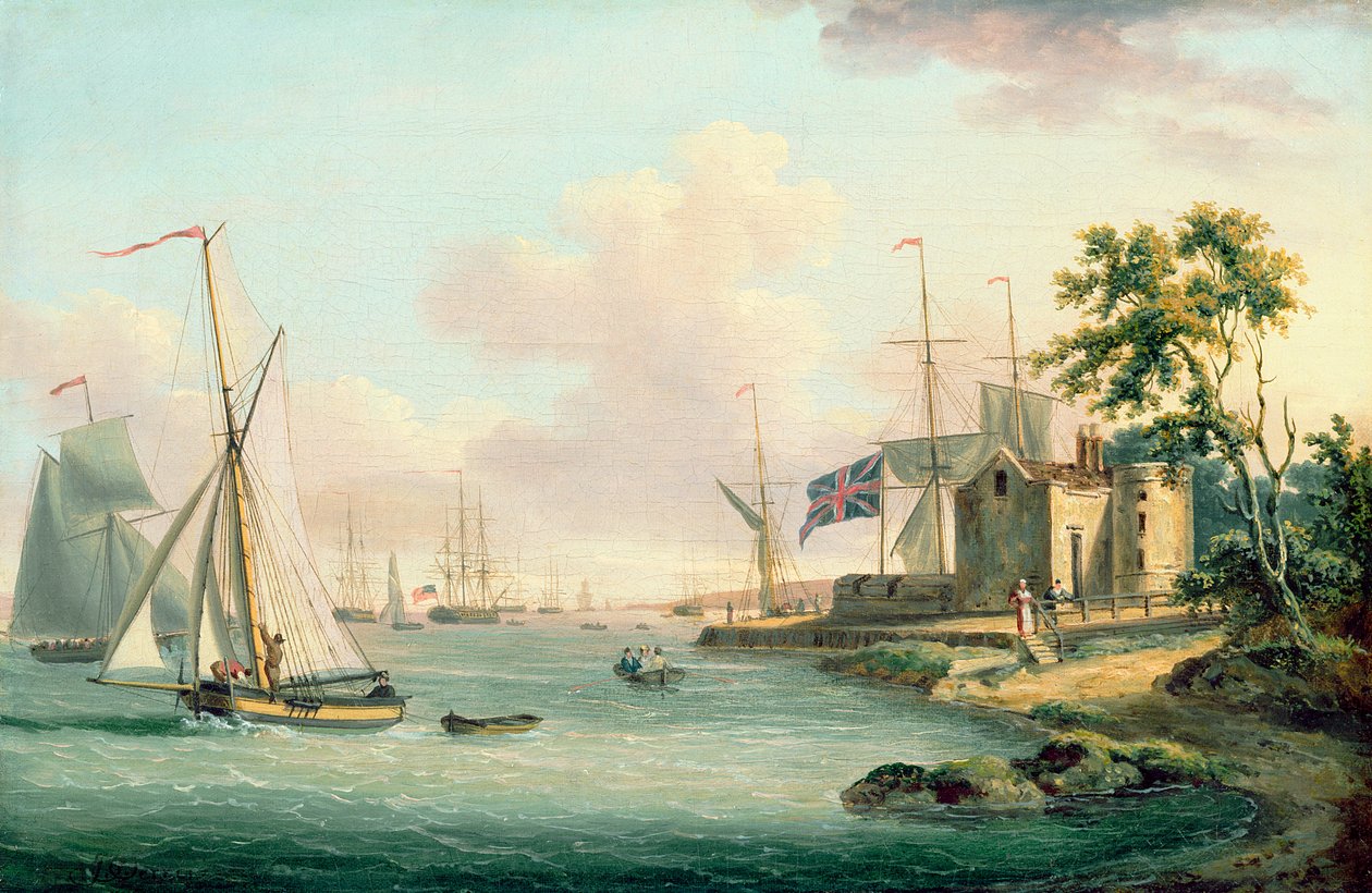 Widok na Royal Yacht Squadron, Isle of Wight autorstwa John Thomas Serres