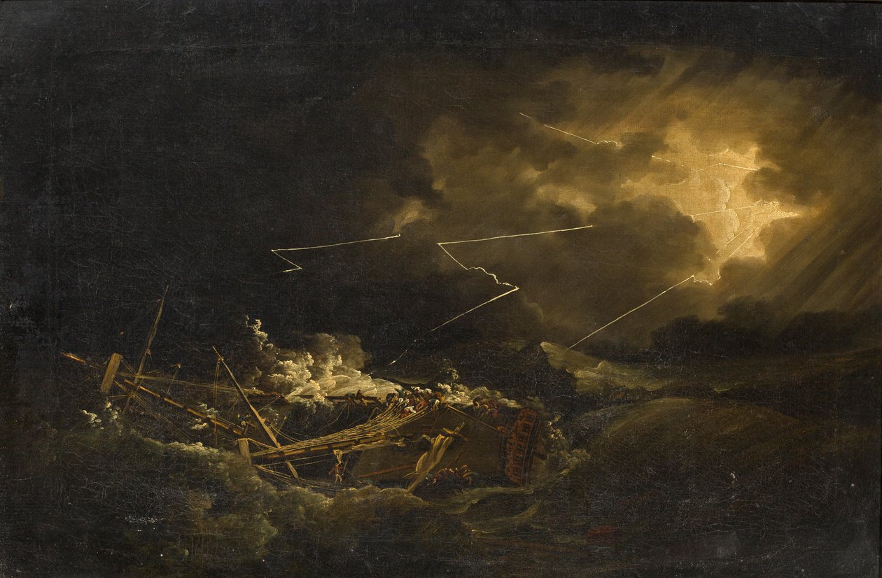Wrak H.M.S. Zamknij się w pobliżu Puerto Rico podczas wielkiego huraganu w 1780 r. autorstwa John Thomas Serres