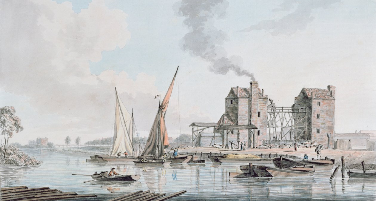 Widok silnika wodnego w Pimlico, 1783 autorstwa John Thomas Serres