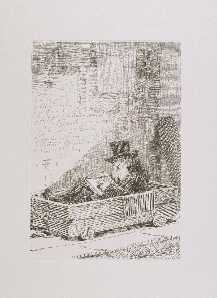 Kupiec żydowski, z „Akwaforty wybitnych żebraków, wędrownych kupców i innych osób...”, 1815 autorstwa John Thomas Smith