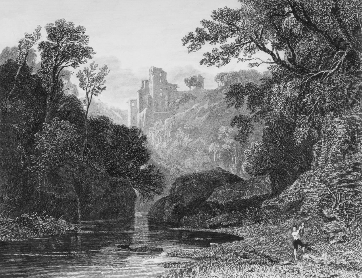 Widok na zamek Roslin autorstwa John Thomson