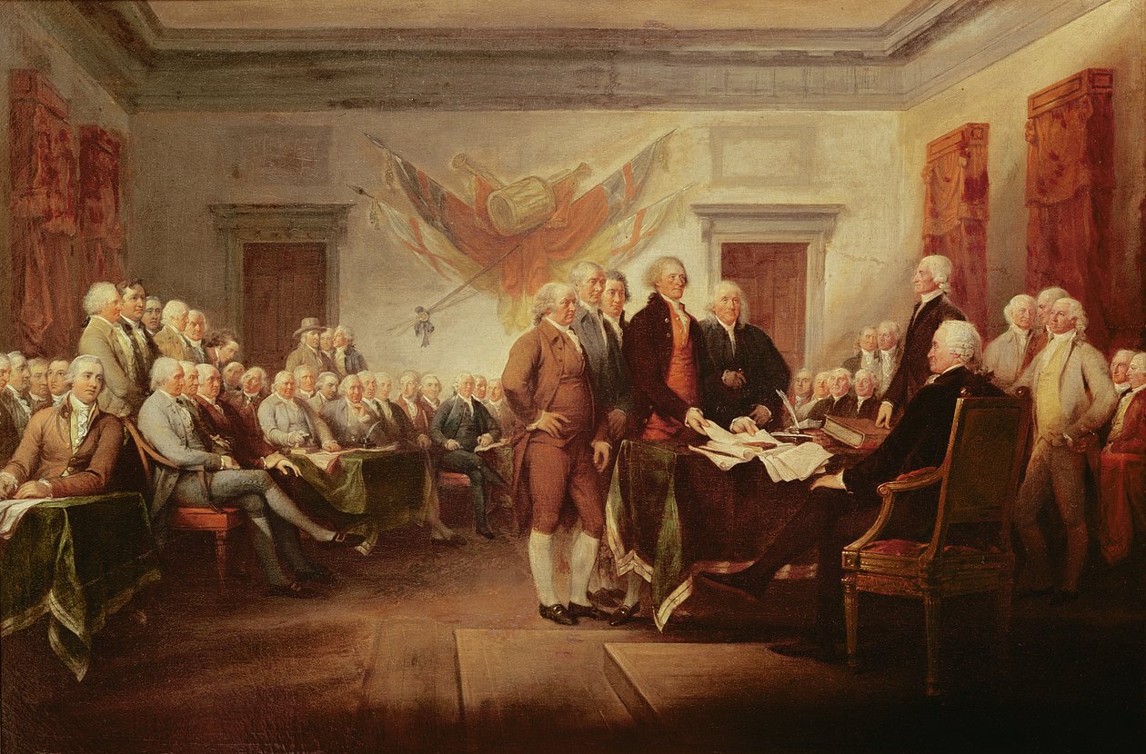 Podpisanie Deklaracji Niepodległości, 4 lipca 1776, c.1817 autorstwa John Trumbull