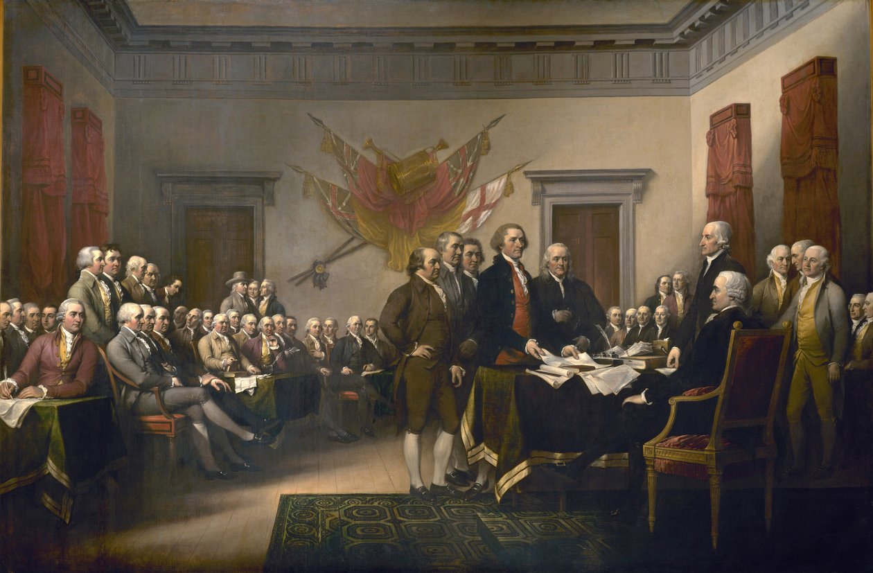 Podpisanie Deklaracji Niepodległości, 4 lipca 1776 r. autorstwa John Trumbull