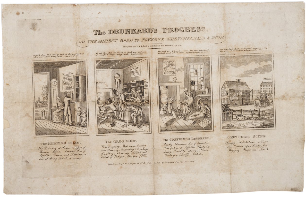 Postęp pijaka, czyli bezpośrednia droga do biedy, nędzy i ruiny, 1826 r. autorstwa John Warner Barber
