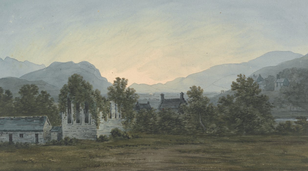 Ruiny opactwa Cymmer nad rzeką Maw autorstwa John Warwick Smith