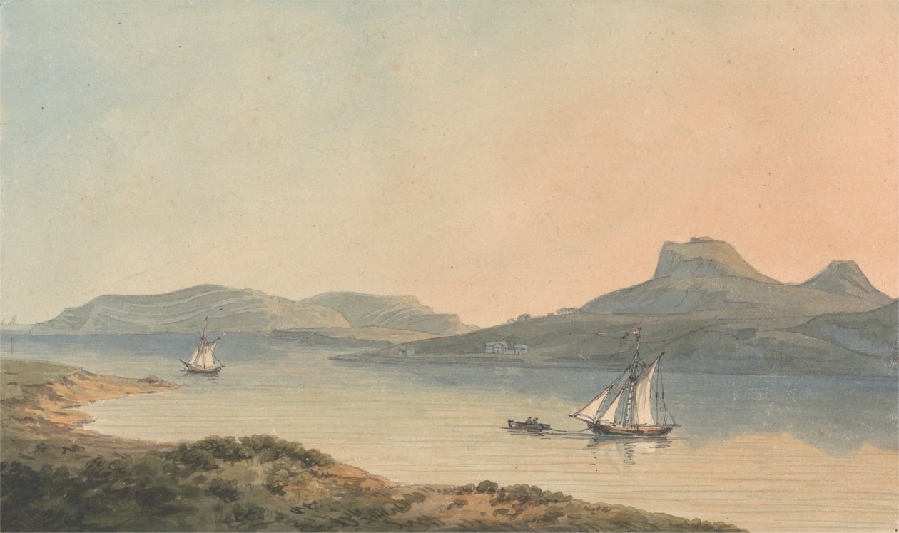 Widok na wczesny zamek Diganwy autorstwa John Warwick Smith