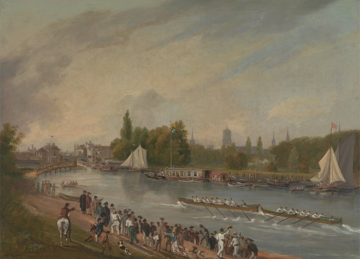 Wyścig łodzi na rzece Isis, Oxford autorstwa John Whessell