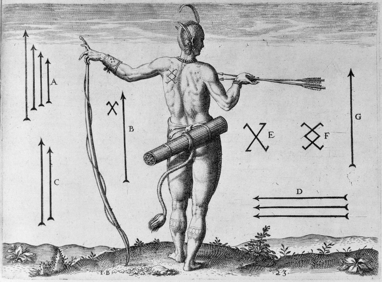 Indyjskie oznaczenia rytowane przez Theodora de Bry (1528-1598) autorstwa John White