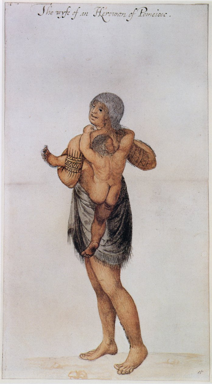 Indianka i dziecko Pomeiooc autorstwa John White