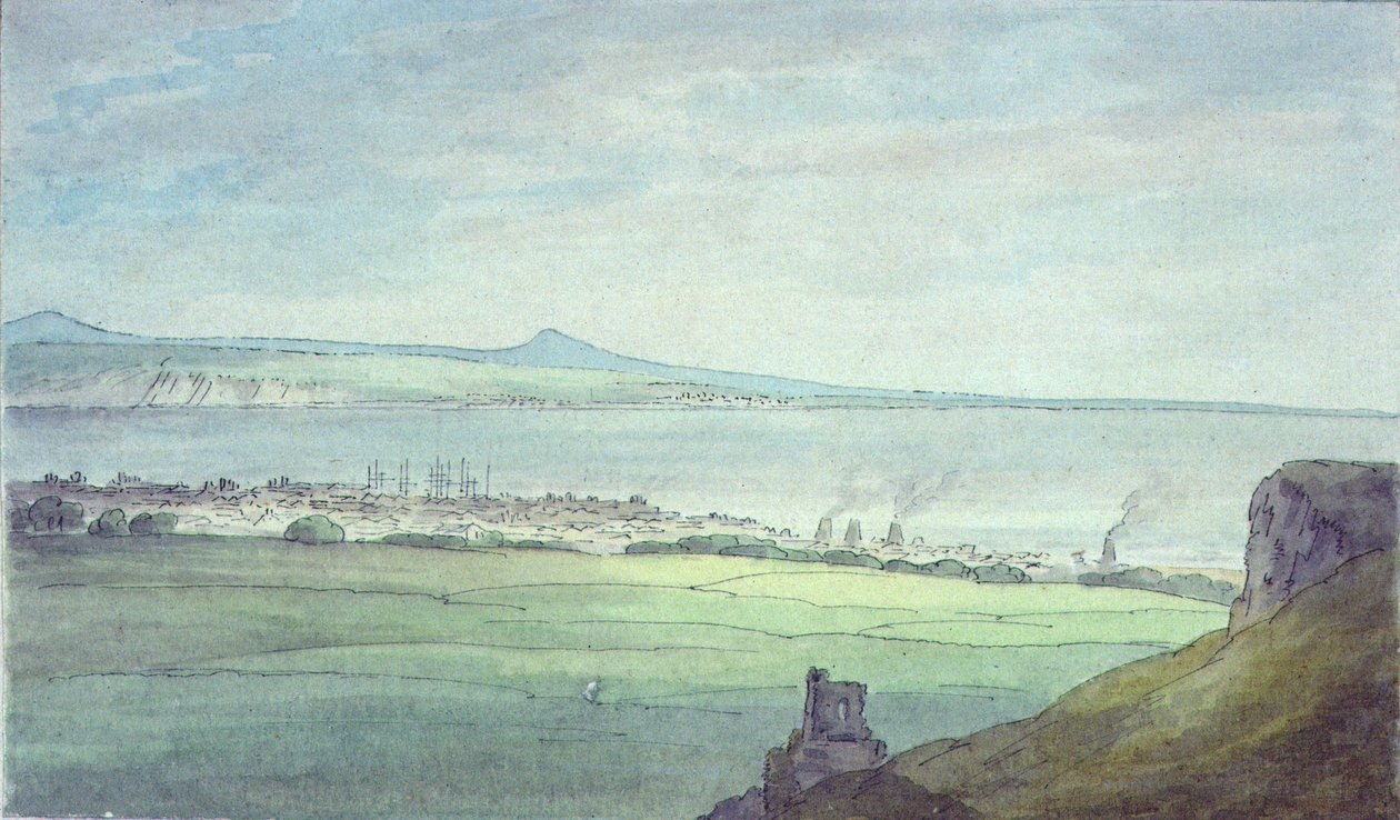 Leith, z Kirkaldy na wybrzeżu Fifeshire (akwarela) autorstwa John White Abbott