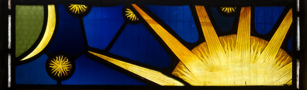 Słońce i Księżyc, Stworzenie, Te Deum, Okno Wschodnie, ok.1888 r. autorstwa John William Brown