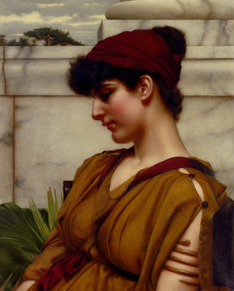 Klasyczne piękno w profilu autorstwa John William Godward