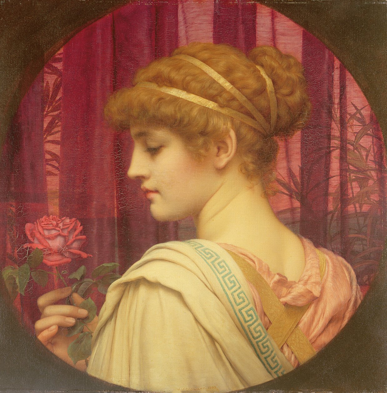 Dziewczyna z czerwoną różą autorstwa John William Godward