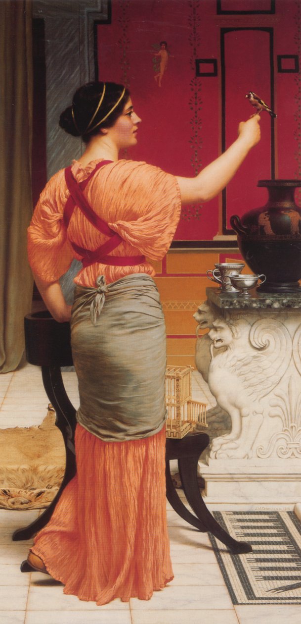 Lesbia ze swoim Wróblem autorstwa John William Godward