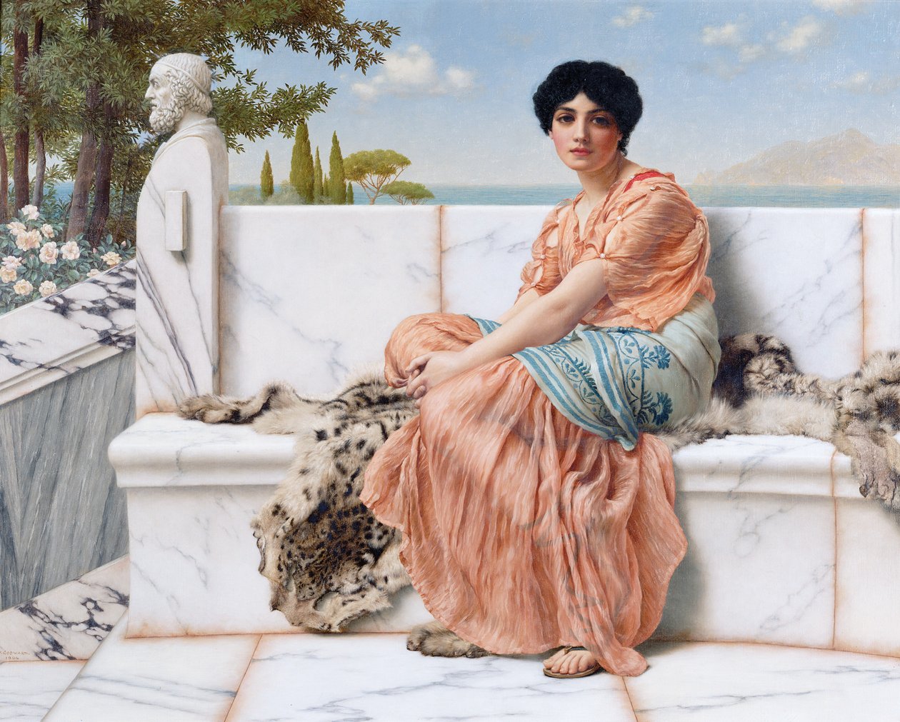 Zaduma aka W czasach Safony autorstwa John William Godward