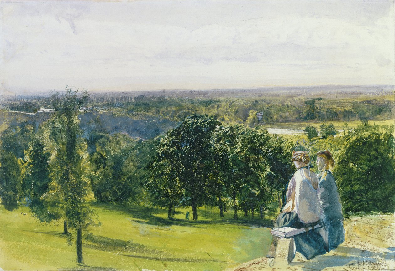 W Richmond Park, ok. 1869 (wc z gwaszem na papierze) autorstwa John William Inchbold