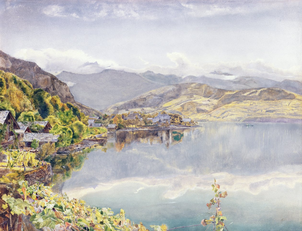 Jezioro Czterech Kantonów, góra Pilatus w oddali, 1857 autorstwa John William Inchbold