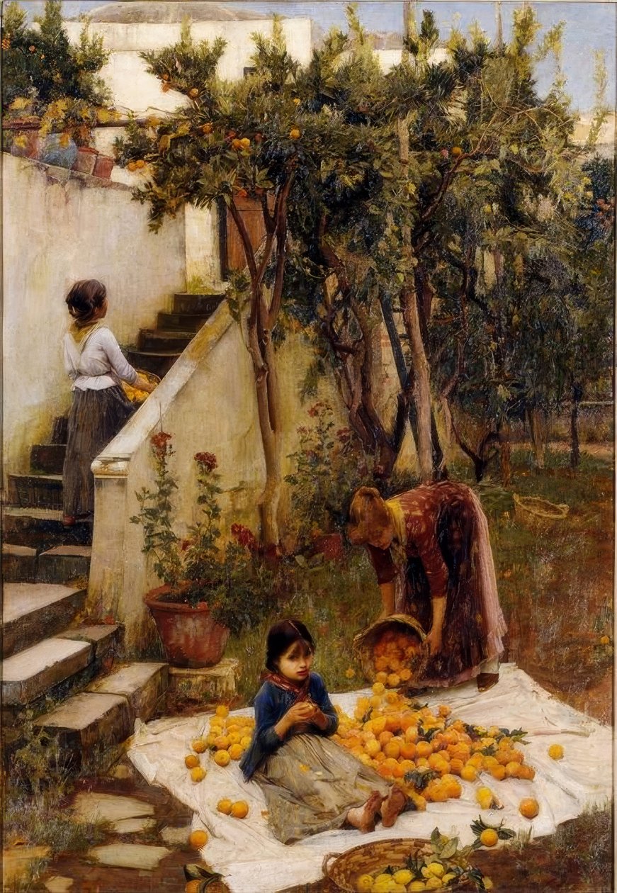 Pomarańczowi Zbieracze autorstwa John William Waterhouse
