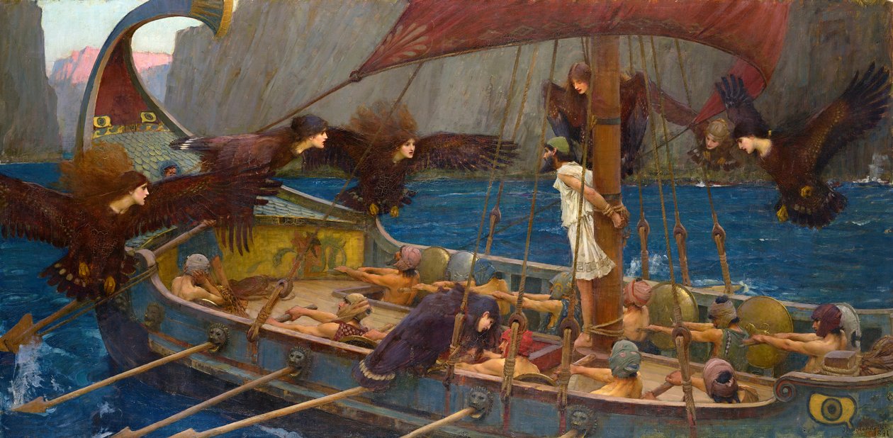 Ulisses i syreny autorstwa John William Waterhouse