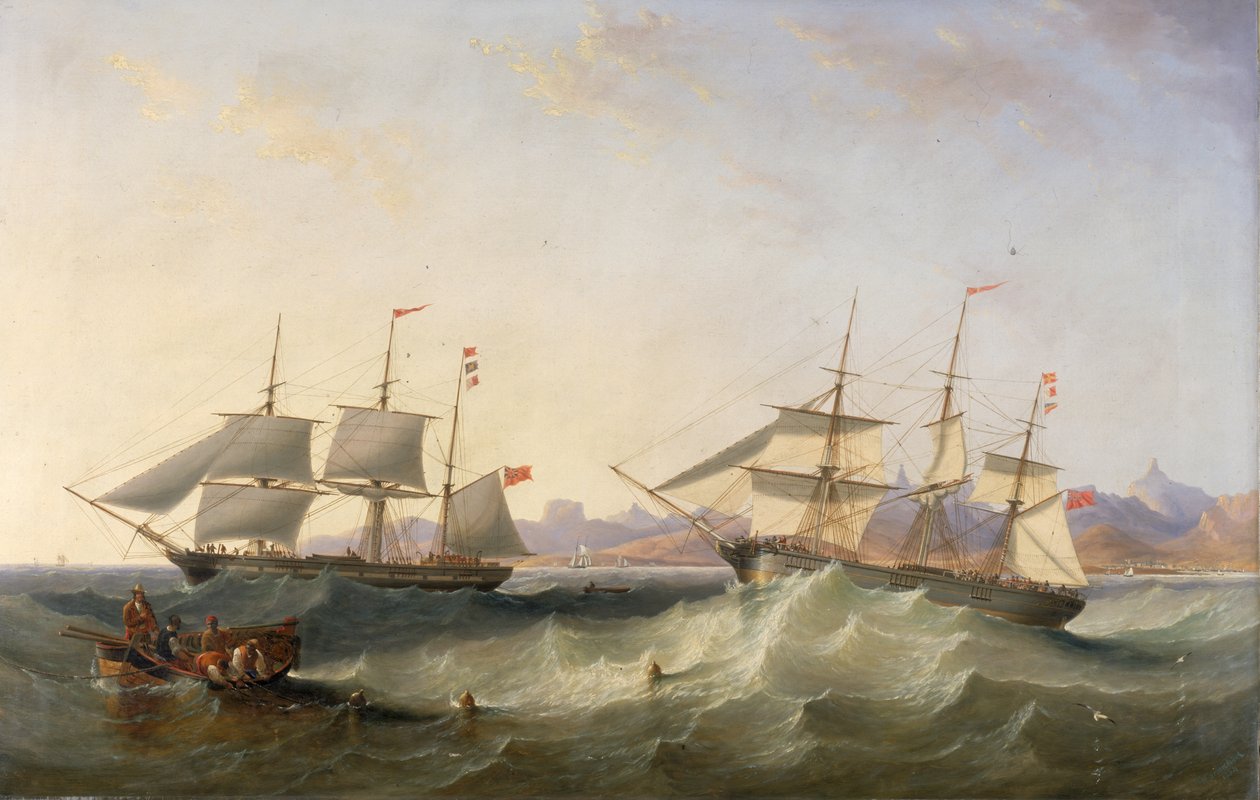 Clipper i wschodnioindiański opuszczający port autorstwa John Wilson Carmichael