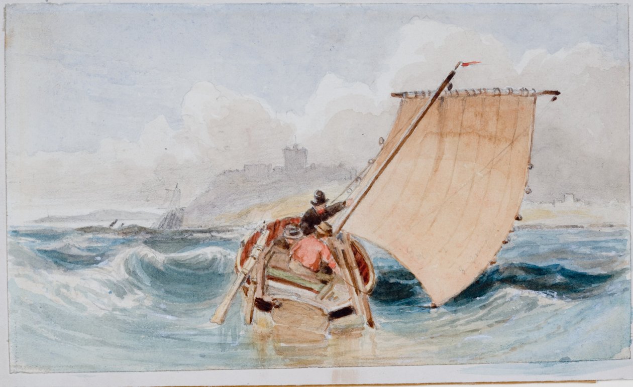 A Coble przy Bamburghu (bodycolour) autorstwa John Wilson Carmichael
