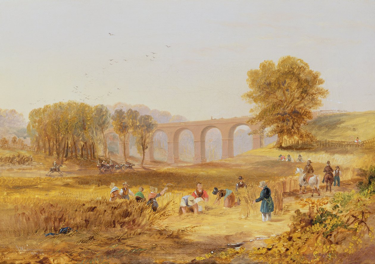 Wiadukt Corby, kolej Newcastle i Carlisle, 1836 r autorstwa John Wilson Carmichael