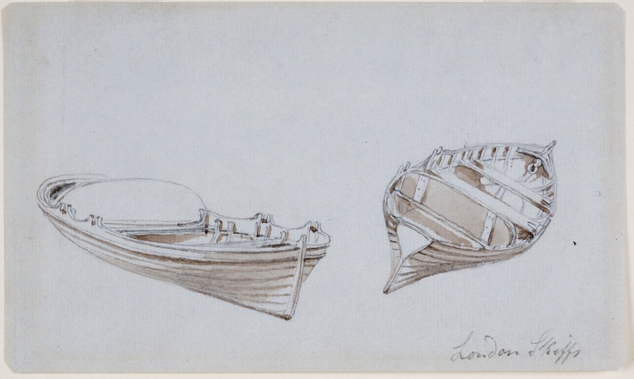 London Skiffs (atrament (brązowy) i ołówek) autorstwa John Wilson Carmichael