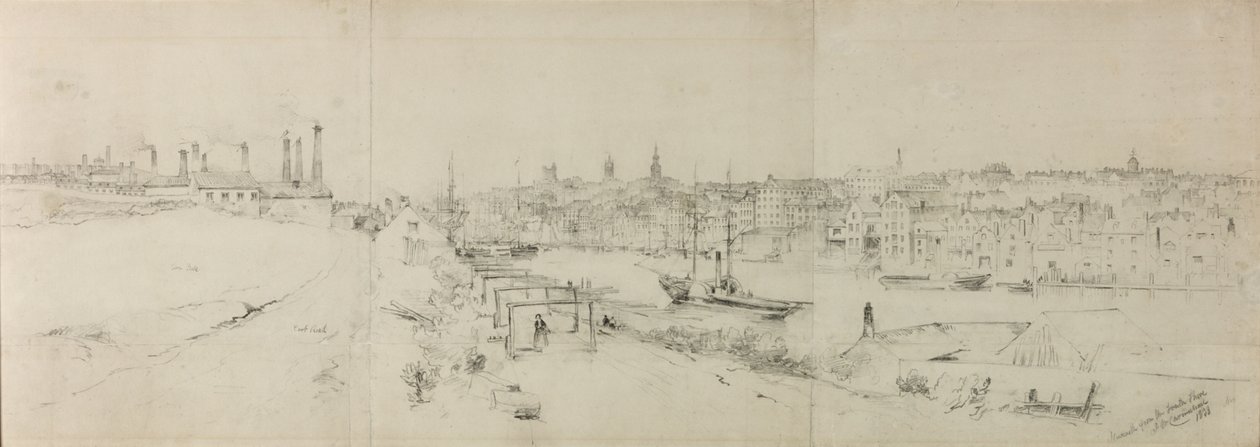 Newcastle z południowego wybrzeża (ołówek na papierze (sześć kawałków na papierze)) autorstwa John Wilson Carmichael
