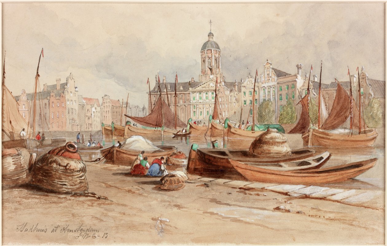 Stadhuis w Amsterdamie (ołówek i akwarela na papierze) autorstwa John Wilson Carmichael