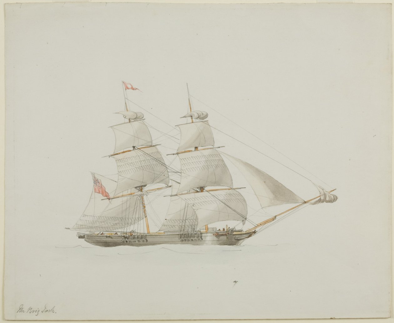 Bryg Jack (ołówek i akwarela na papierze) autorstwa John Wilson Carmichael