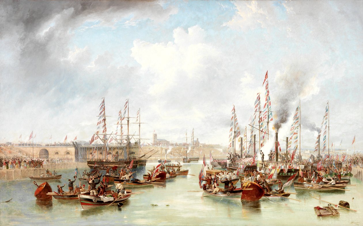 Otwarcie Sunderland South Docks, 20 czerwca 1850 r autorstwa John Wilson Carmichael