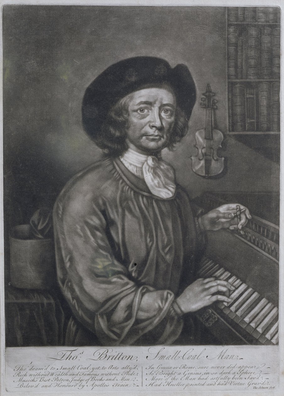 Thomas Britton (1644-1714), drobny człowiek, grawerowany przez Thomasa Johnsona autorstwa John Wollaston