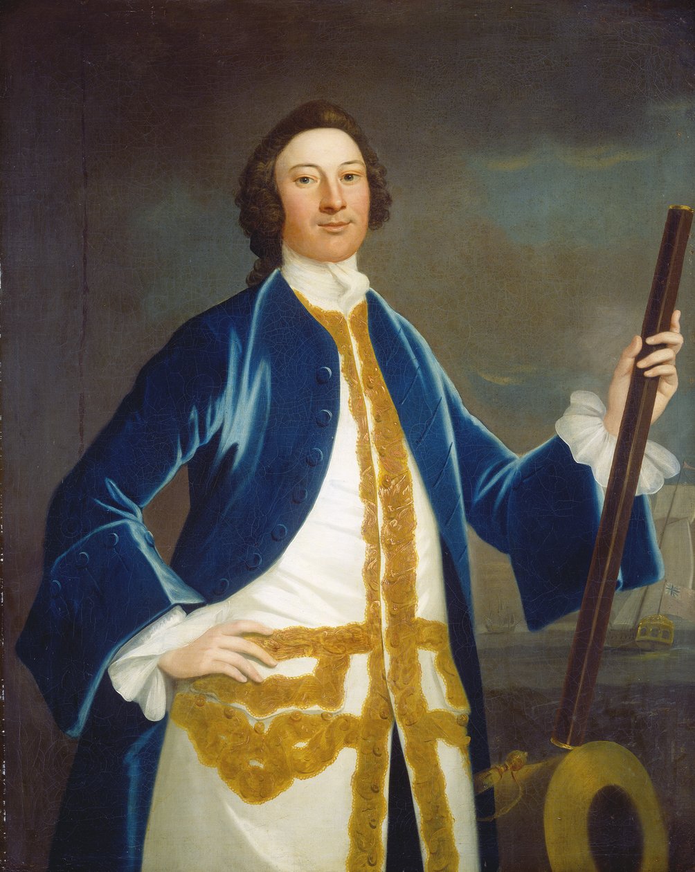Niezidentyfikowany brytyjski oficer marynarki, ok.1745 autorstwa John Wollaston