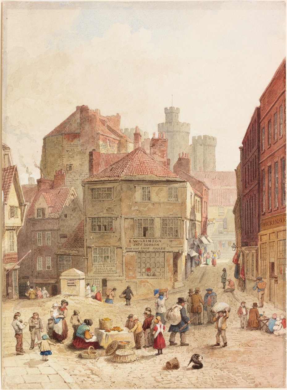 Zamek, Newcastle upon Tyne, od północnego zachodu (akwarela na papierze) autorstwa John Wykeham Archer
