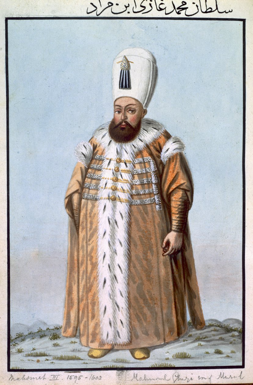 Mahomet (Mehmed) III (1566-1603) Sułtan 1595-1603, z „Seria portretów cesarzy Turcji”, 1808 autorstwa John Young