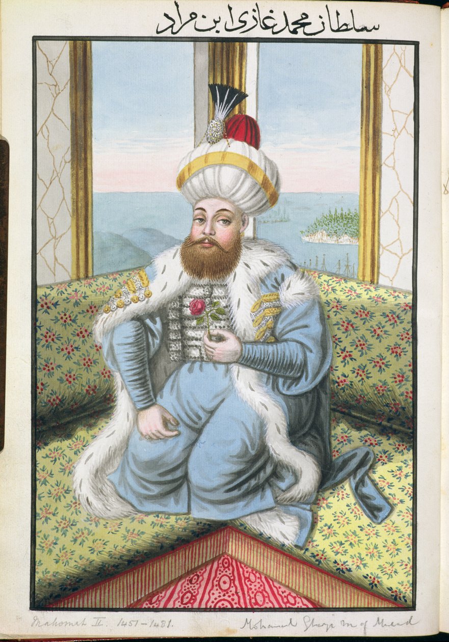 Mehmed II (1432-81) zwany „Fatih”, Zdobywca, z „Seria portretów cesarzy Turcji”, 1808 autorstwa John Young