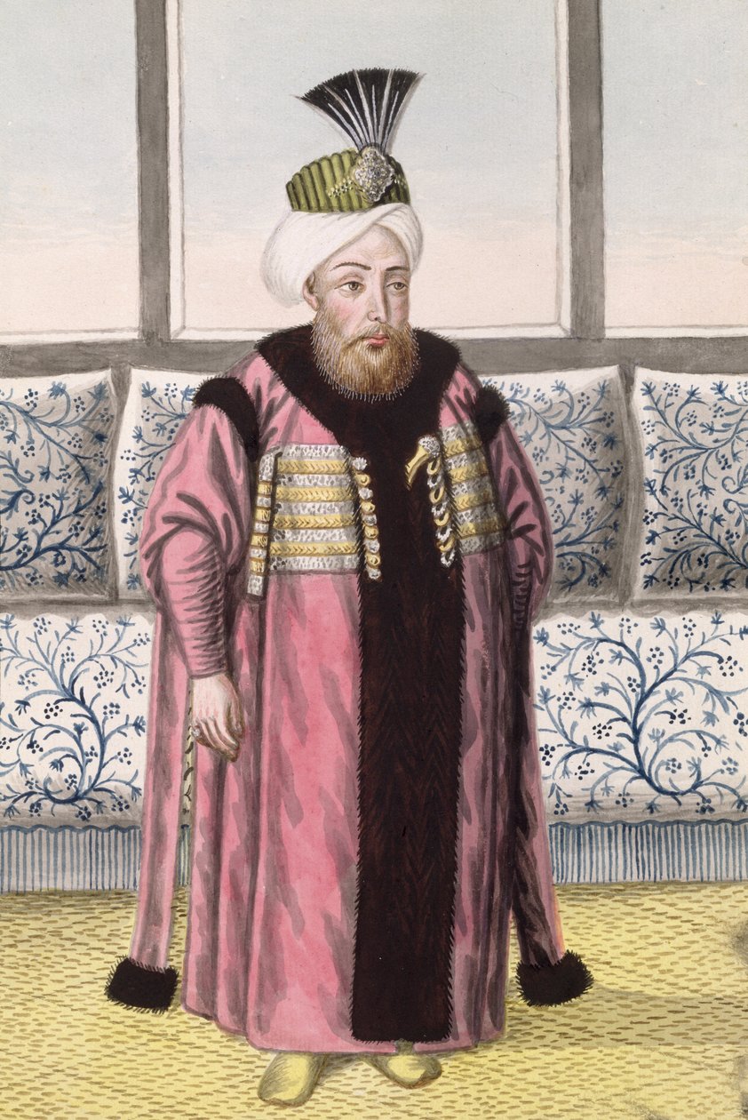 Mustafa II (1664-1703) Sułtan 1695-1703, z „Seria portretów cesarzy Turcji”, 1808 autorstwa John Young