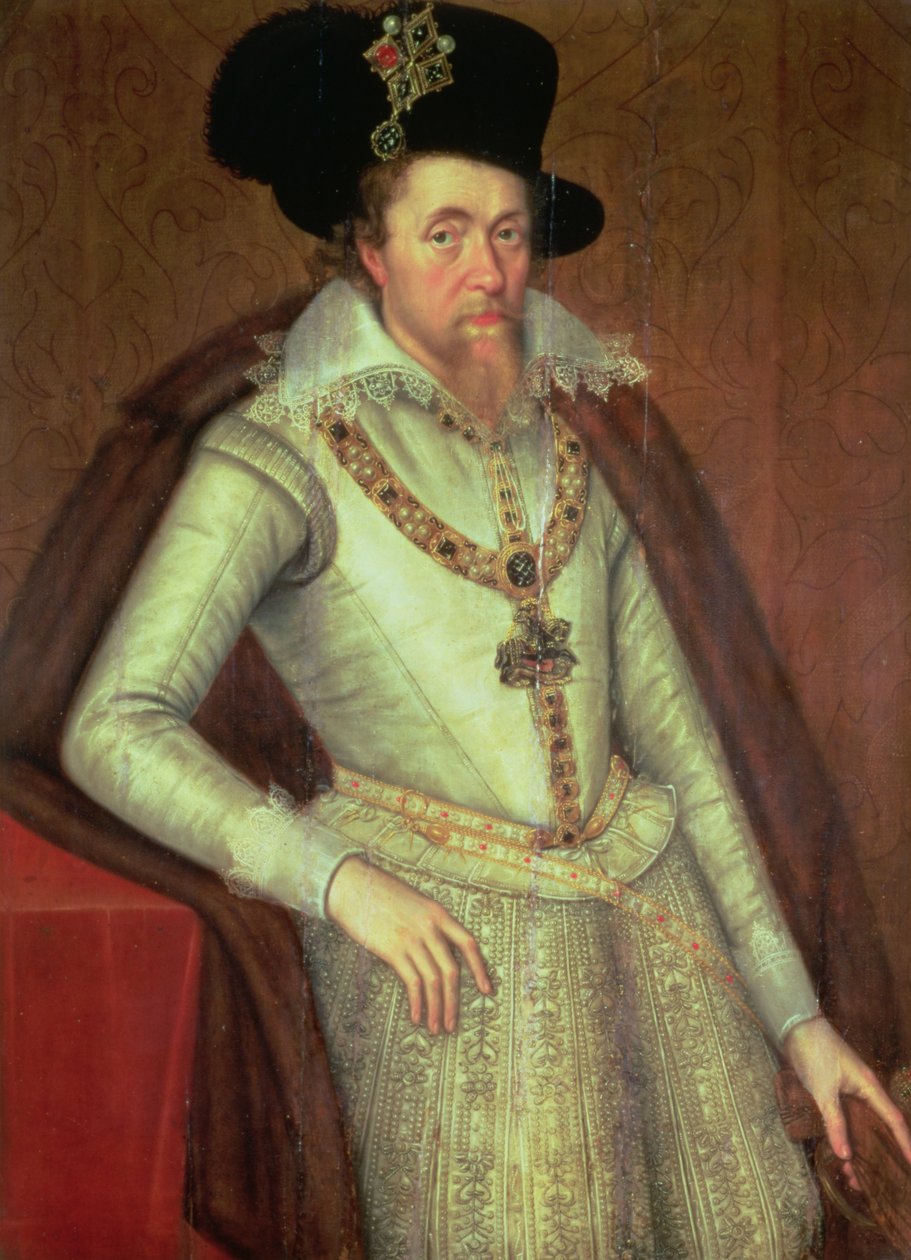 Jakub I (1603-25) i VI Szkocji (1567-1625) autorstwa John de, the Younger Critz