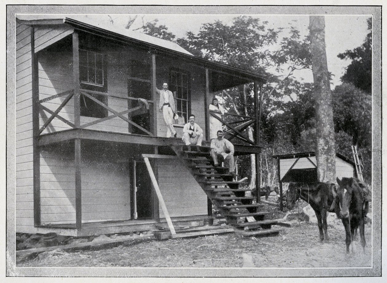 Robert Louis Stevenson i jego żona Fanny na werandzie ich domu w Vailima, Samoa, ok. 1930. 1892 autorstwa John of Apia Davis