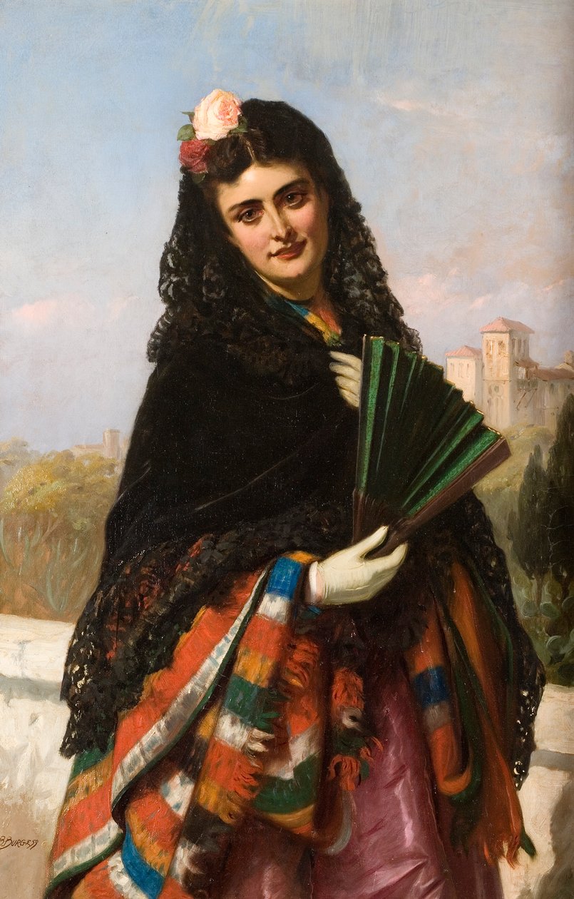 Hiszpańska dama z wachlarzem autorstwa John Bagnold Burgess