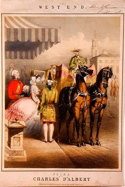 Dzień Salonu, okładka muzyczna „West End Polka”, grawerowana przez M & N Hanhart, ok. 1860 (kolor lito) autorstwa John (after) Brandard