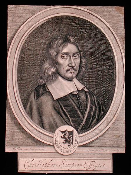 Portret Christophera Simpsona (ok. 1605-69) (grawerowanie) autorstwa John (after) Carwarden